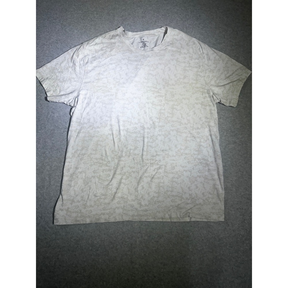 Fabletics Mens XL Short Sleeve T-Shirt Gray White Camo Print Cotton Modal Blend